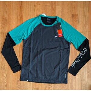 Mons Royale Men's Tarn Merino Shift Raglan 3/4 Jersey Bike Top Green/Black S NWT